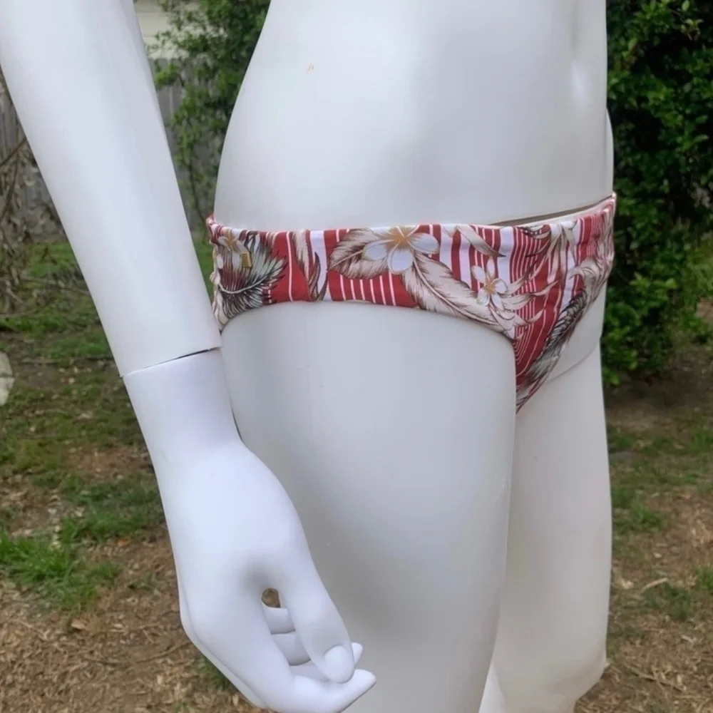 NWT Anthro Bikini Bottom Dolce Vita Tropical Print Cheeky Ruched Swim Bottom